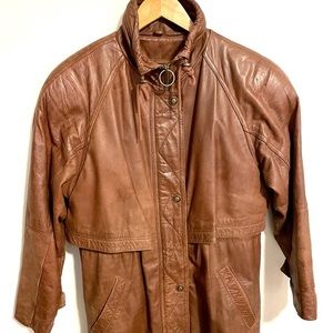 VTG Adventure Bound by Wilsons Brown Leather Thinsulate Trench Coat RN 69426